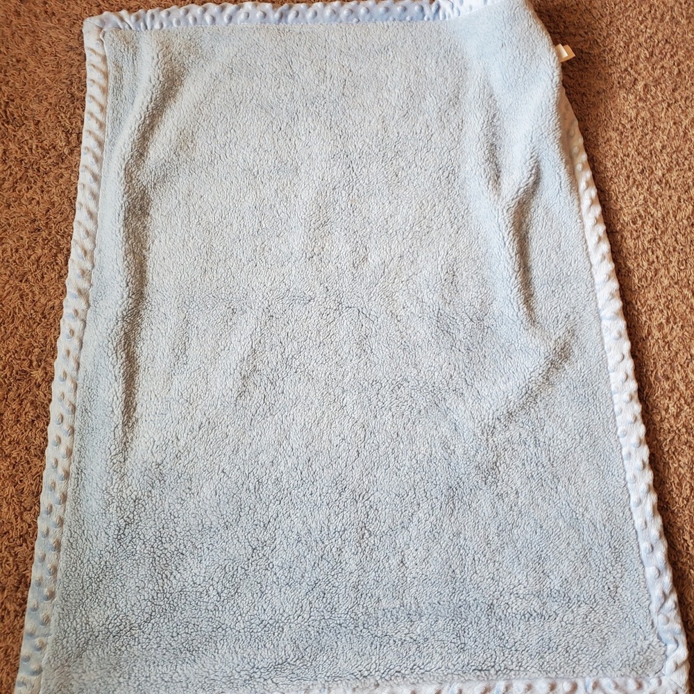 Carters Child Of Mine Blue White Stars Giraffe Velour Sherpa Baby Blanket 30x40 - Picture 7 of 7